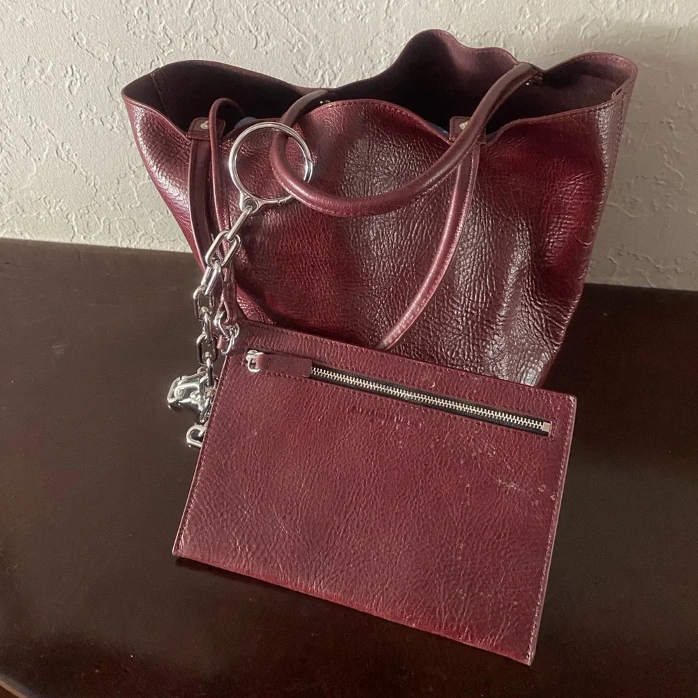 Alexander Wang Roxy Large Leather Tote Bag Burgundy New no tags Rhodium chain